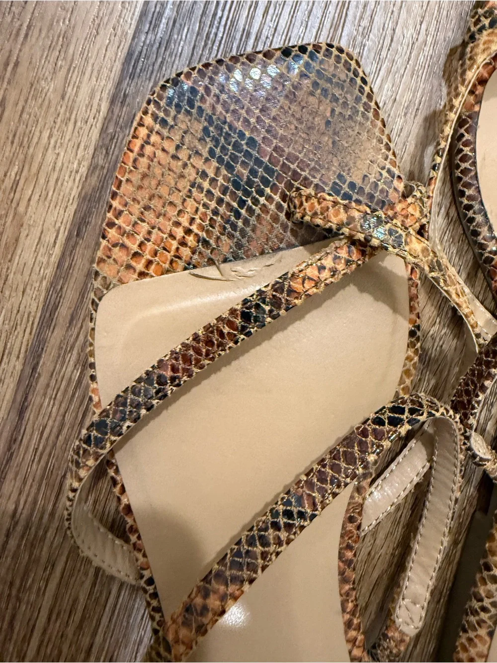 Banana Republic Brown Snake-Print Strappy Slide Sandals